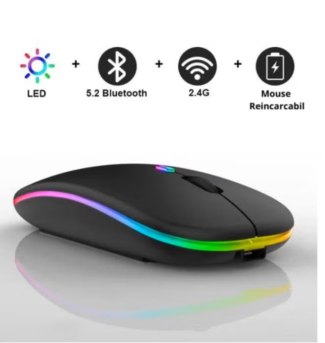 Mouse W10 - Wireless and Bluetooth RGB Silent Click Matte texture Slim
