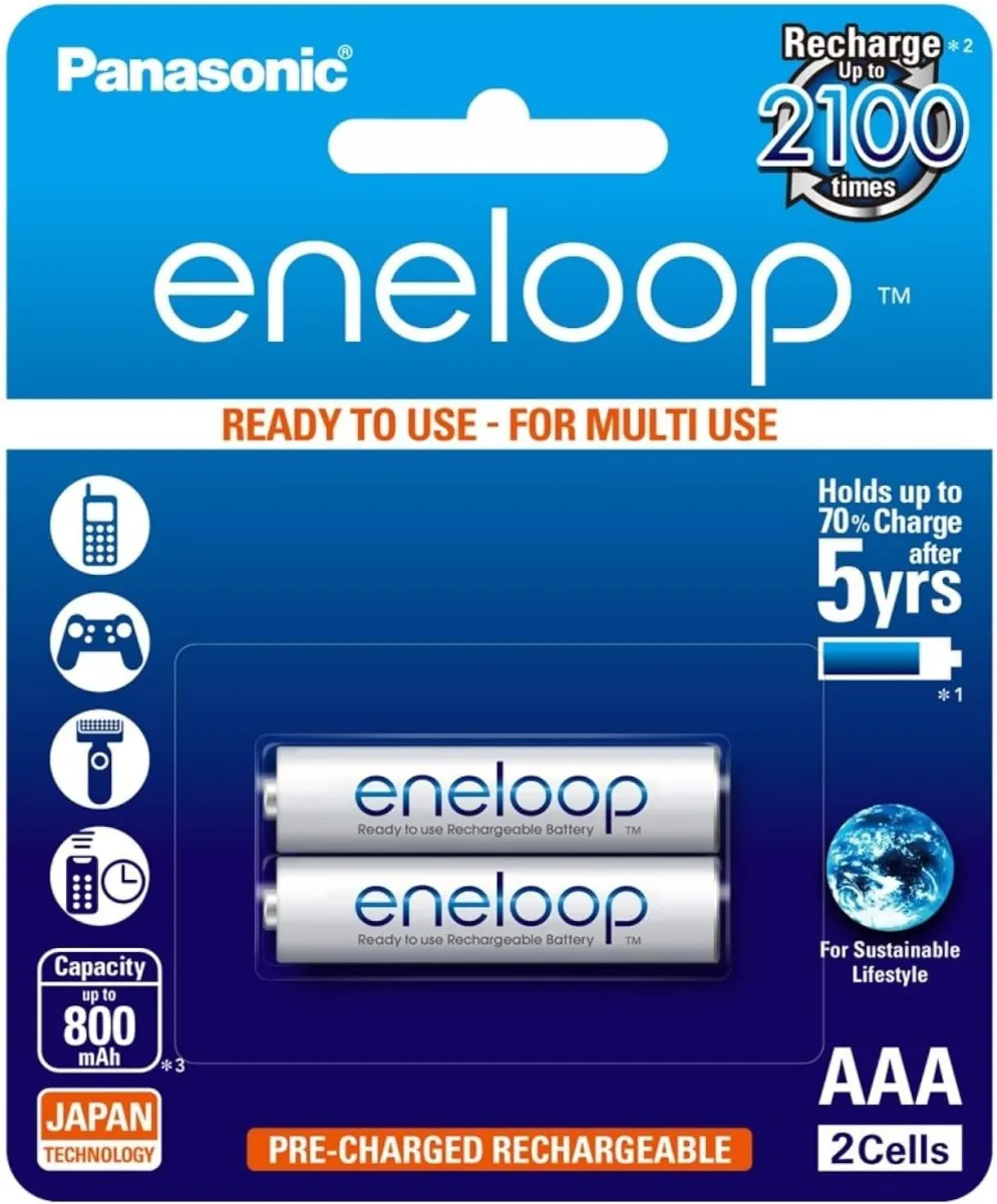 Panasonic eneloop AAA Rechargeable Battery, Pack of 2