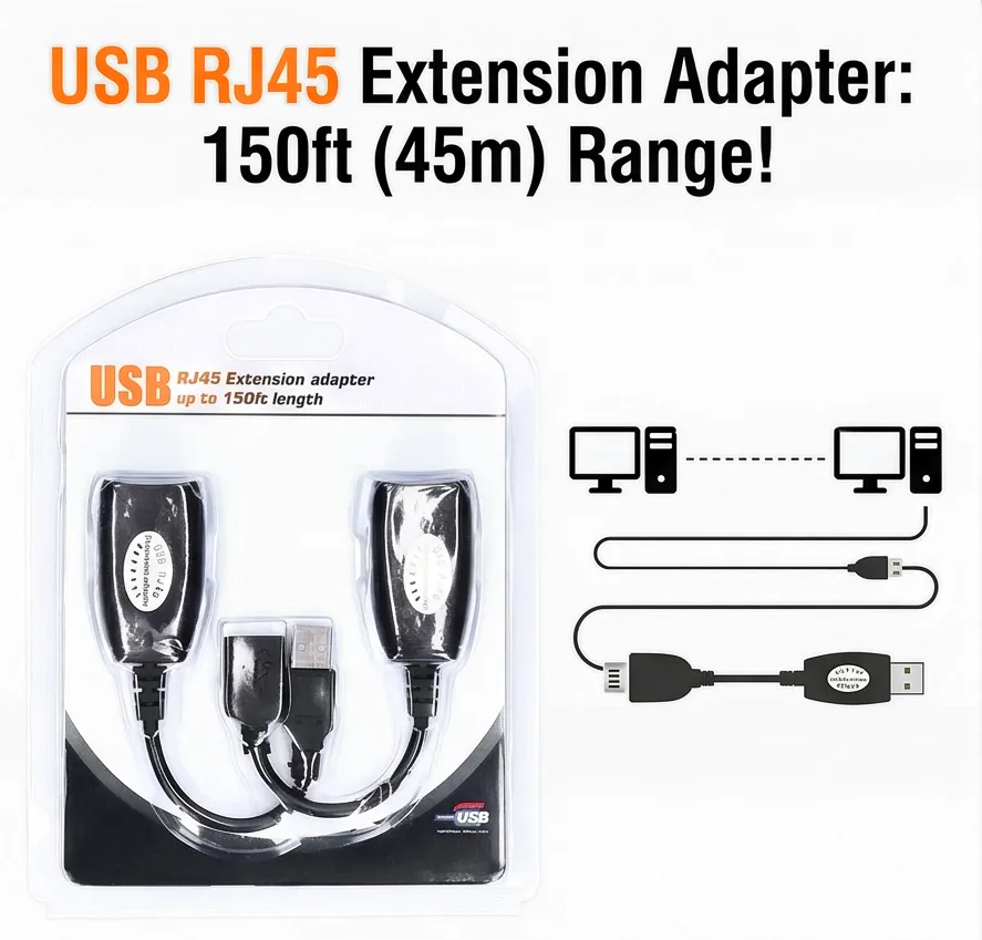 USB Extender Adapter over RJ45 (Up to 60M CAT5E/6)