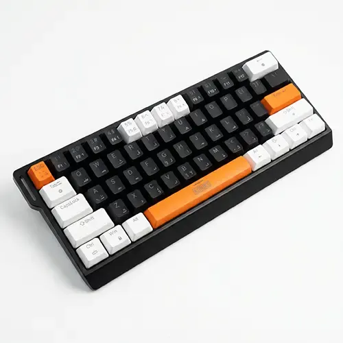 Koniks GMK-311A Mechanical Gaming Keyboard Black White Orange Wireless Keyboard with Blue Switch USB Receiver Replaceable